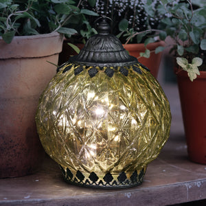 Opal Diamond Glass Lantern With Timer, 8 Inch | Shop Garden Decor by Exhart