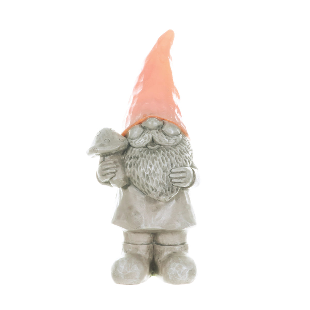 Solar Peach Happy Hat Gnome Statue, 11 Inch