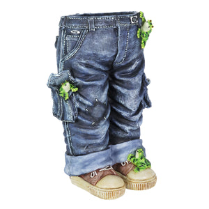 Hand Painted Standing Blue Jeans with Frogs Resin Planter, 13 by 19.5 Inches | Shop Garden Decor by Exhart