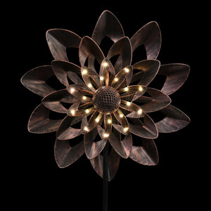 Solar Bronze Double Kinetic Spinner Stake, 27 by 74 Inches | Shop Garden Decor by Exhart