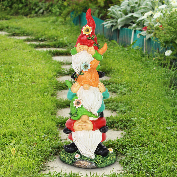 See No, Hear No, Speak No Evil Colorful T-Shirt Garden Gnomes Statue, 5 by 13.5 Inches